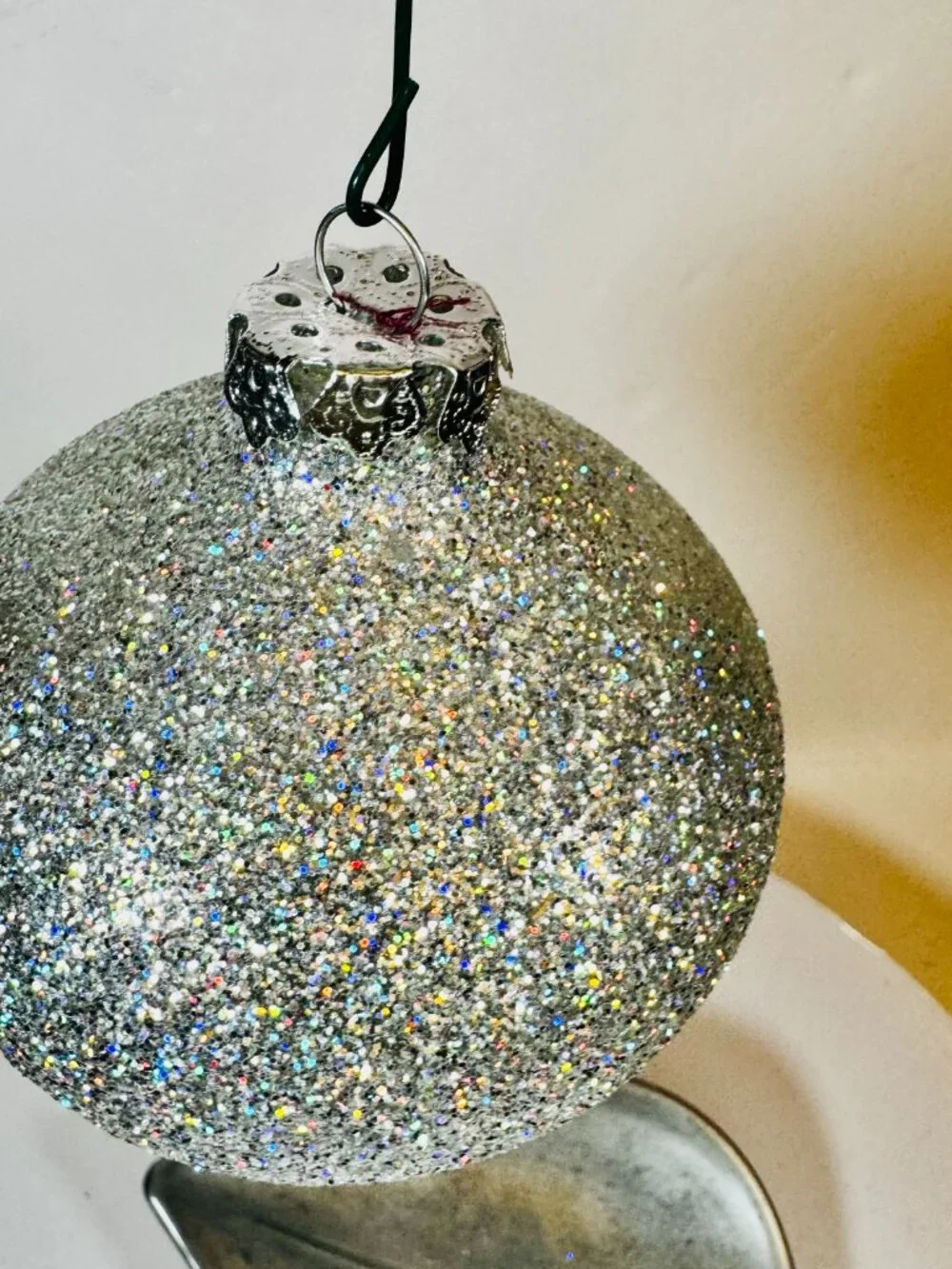 2 Golden and Silver Glass Christmas Balls 4